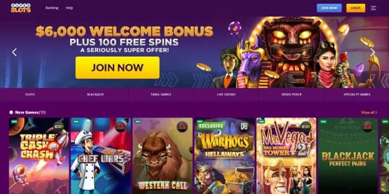 Super Slots casino lobby screenshot