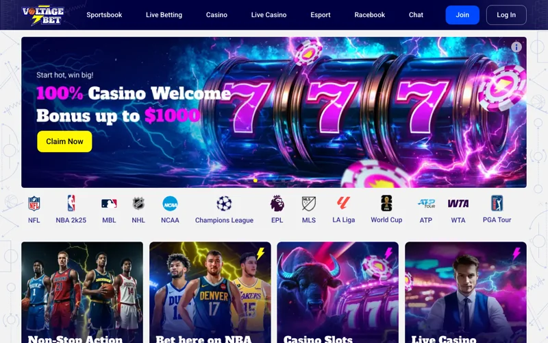 VoltageBet casino lobby screenshot